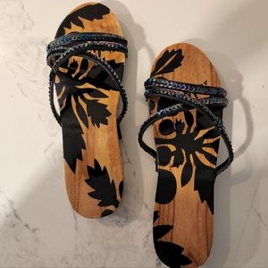 🆕️NWT Klonks SandaIs Hawaiian🏝 Slippers Mamo Howell Aloha Tropical Print Sz 9